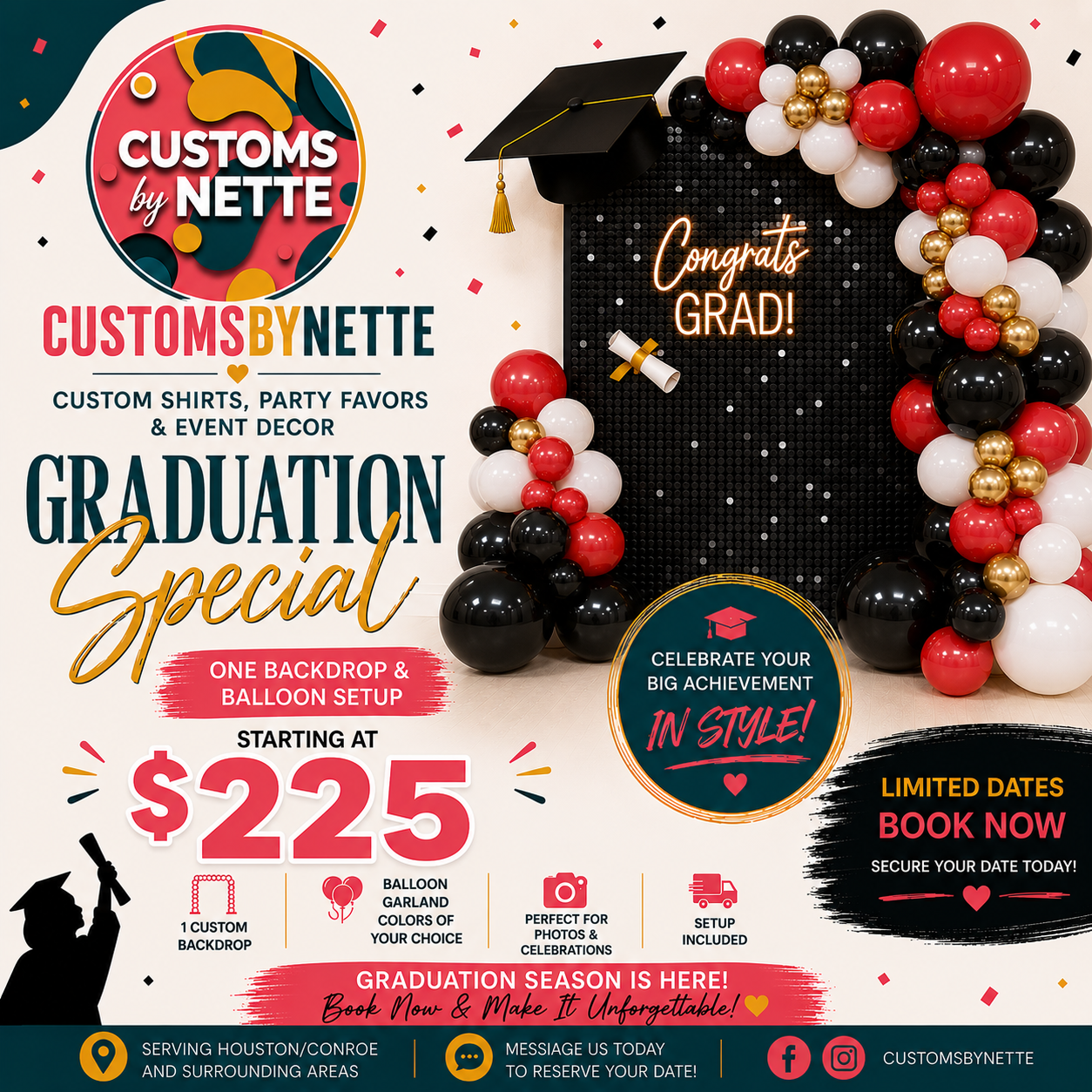 Graduation Backdrop & Balloon Setup Deposit
