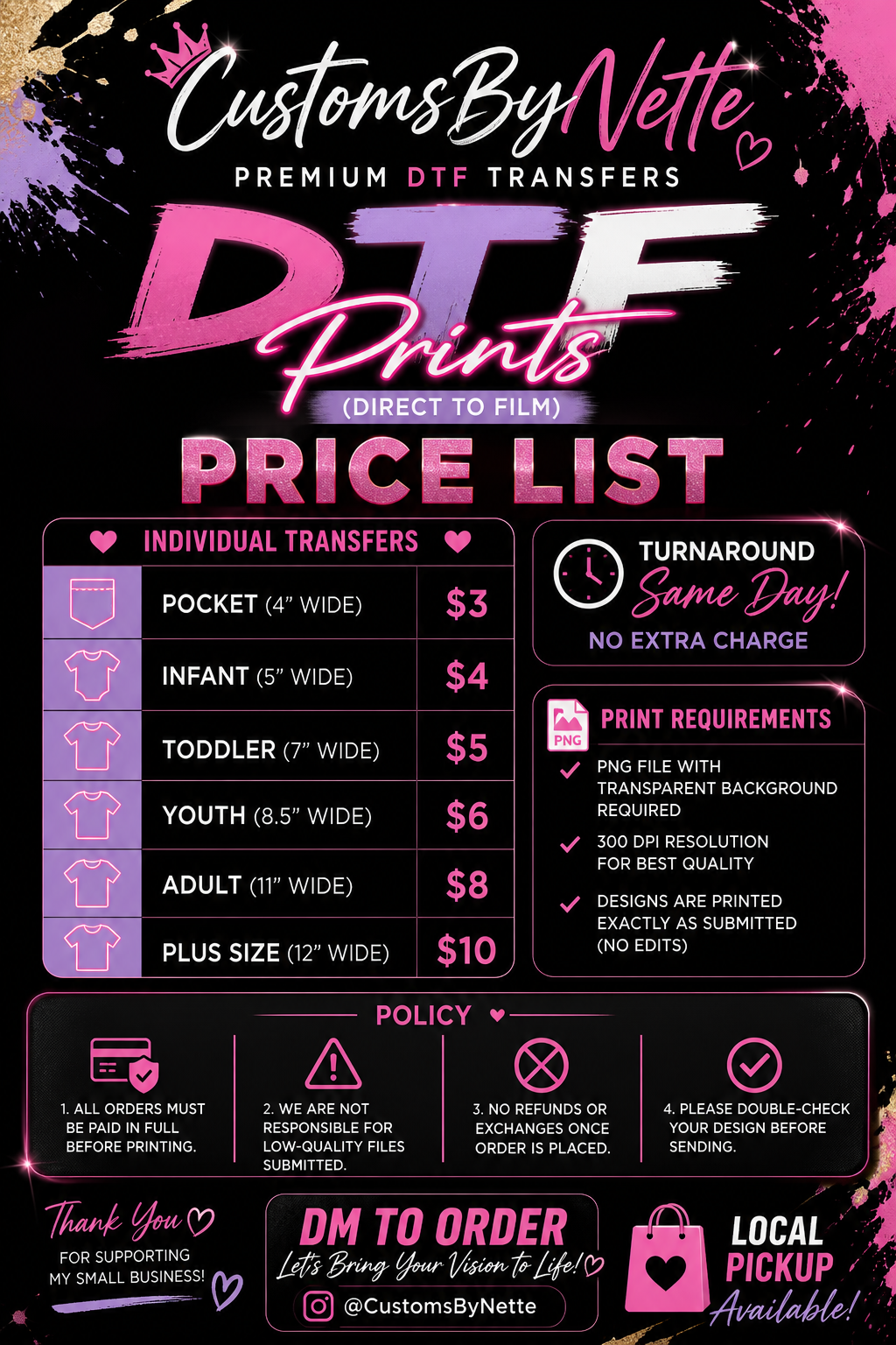 Custom DTF Gang Sheet