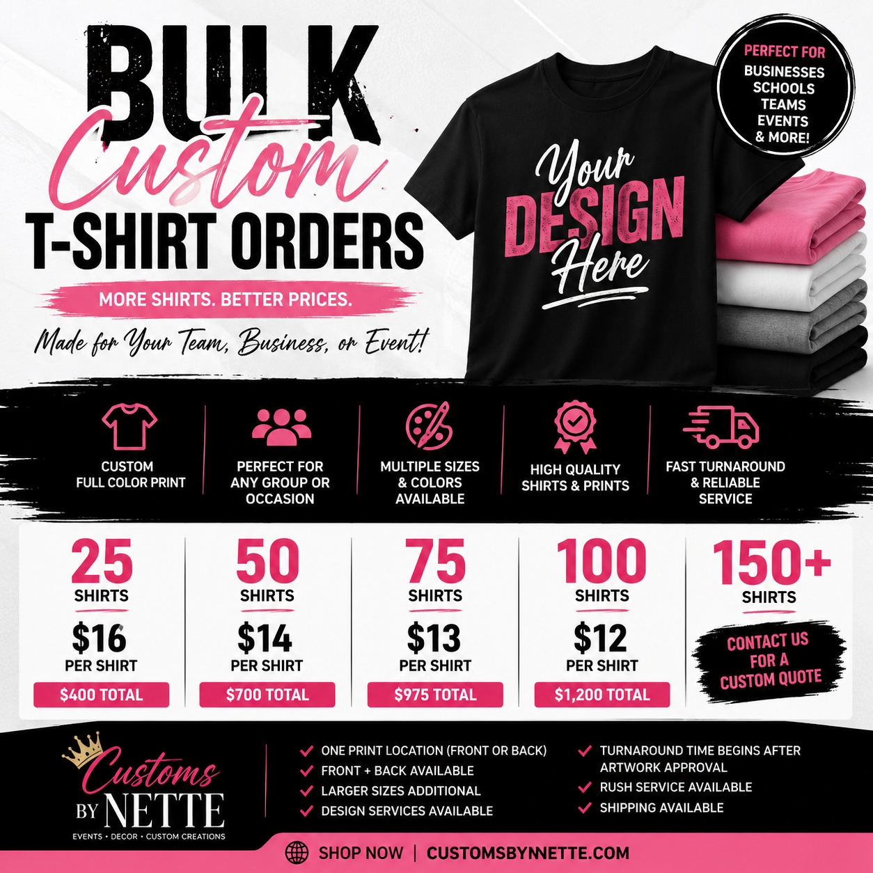 BULK CUSTOM T-SHIRT ORDERS