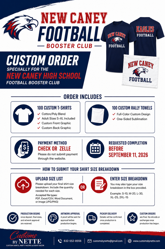 NEW CANEY FOOTBALL BOOSTER CLUB – CUSTOM ORDER