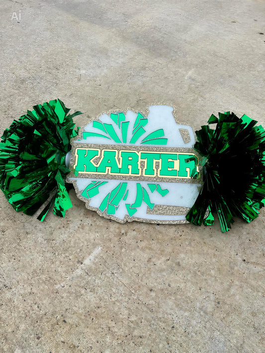 Custom Acrylic Cheer Megaphone & Pom-Pom Spirit Stick
